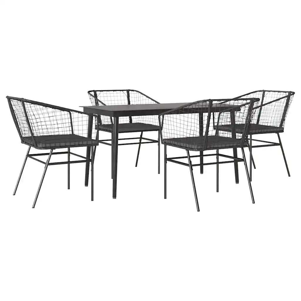 Set da Pranzo da Giardino con Cuscini 5 pz Polyrattan Vetro 3334501