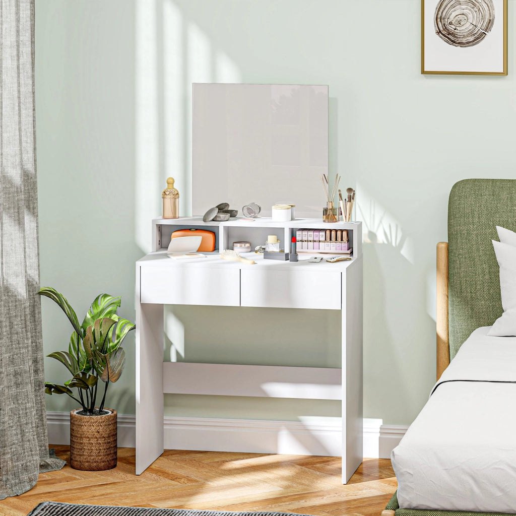 Scrivania da trucco con specchio e cassetti ¨C Minimal ¨C Bianco 75x38x135 cm