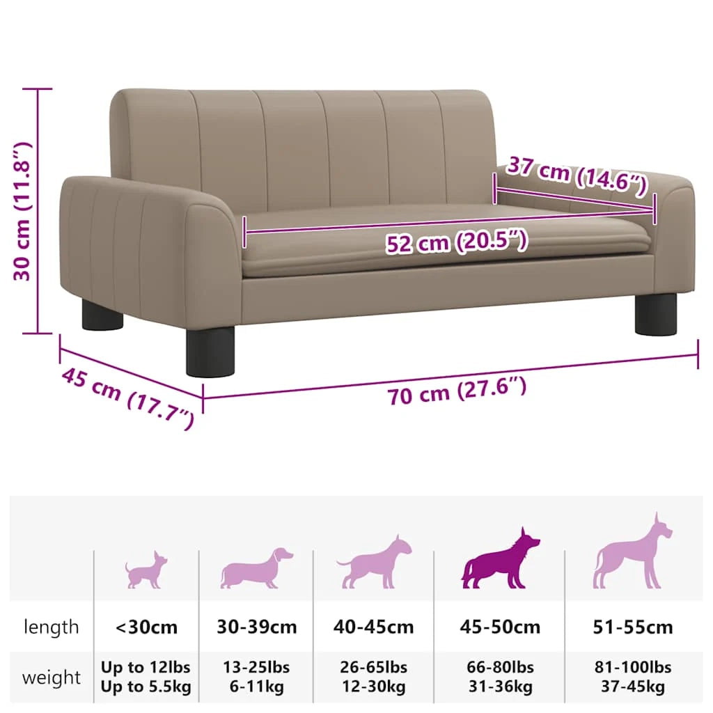 Cuccia per cani comoda cuccia da divano color cappuccino 70 x 45 x 30 cm similpelle marrone 02_0043079