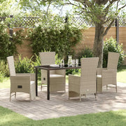 Set da Pranzo per Giardino con cuscino 5 pcs Beige polyrattan 3379473