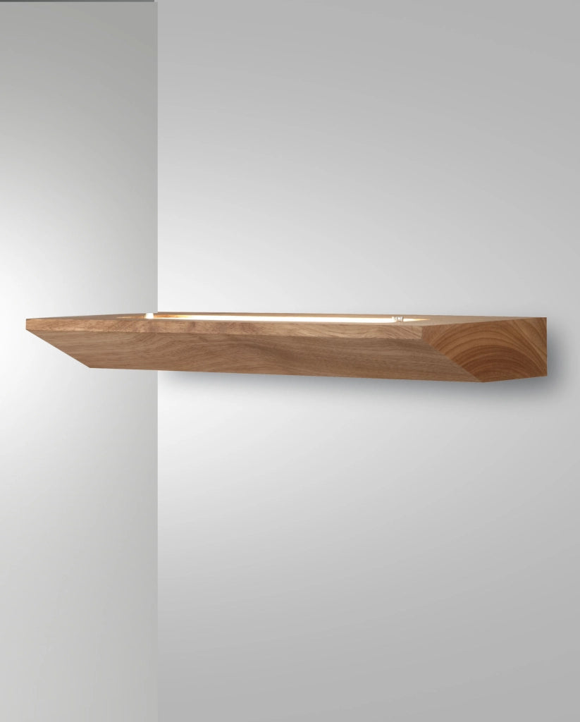 Linus Lampada da Parete in Metallo Legno e Vetro, 14W LED Integrato, 3000K Warm White, Dimmerabile a Taglio di Fase, Finitura Quercia, IP20