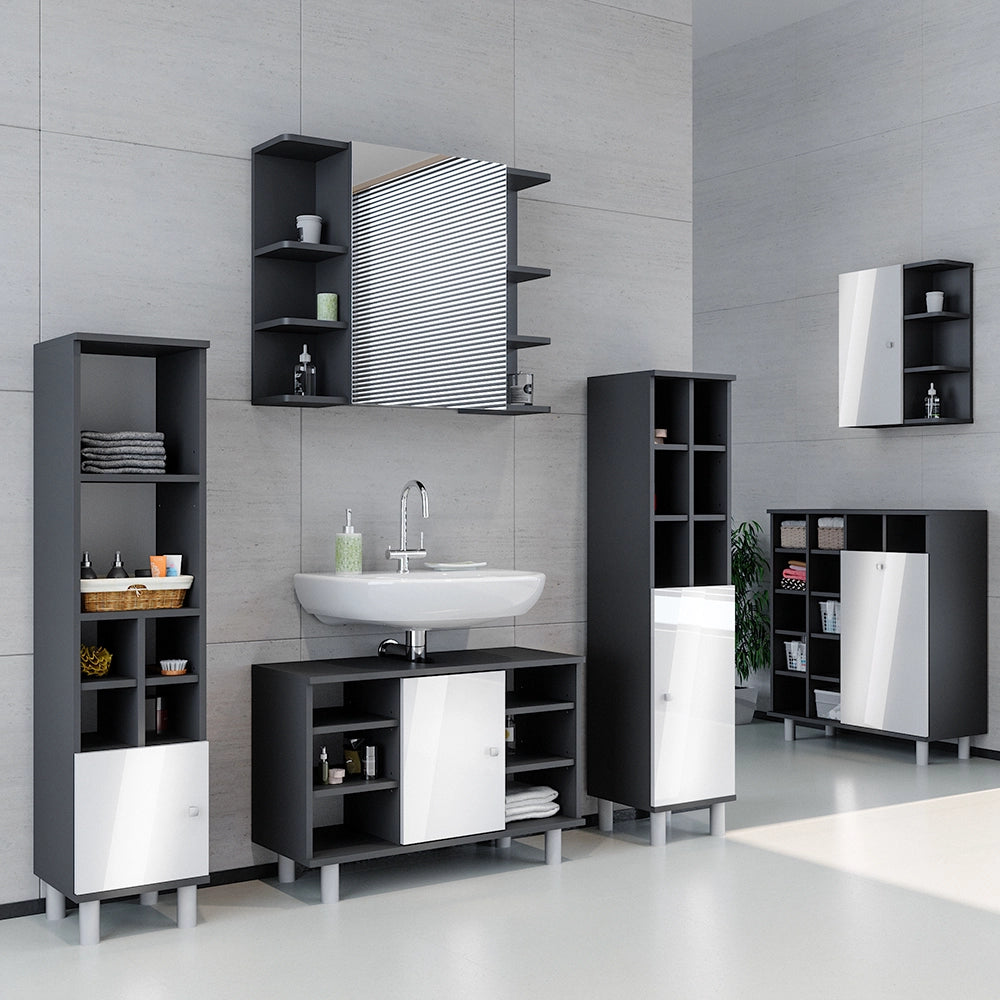 Vicco Set mobili bagno Antracite 3 parti