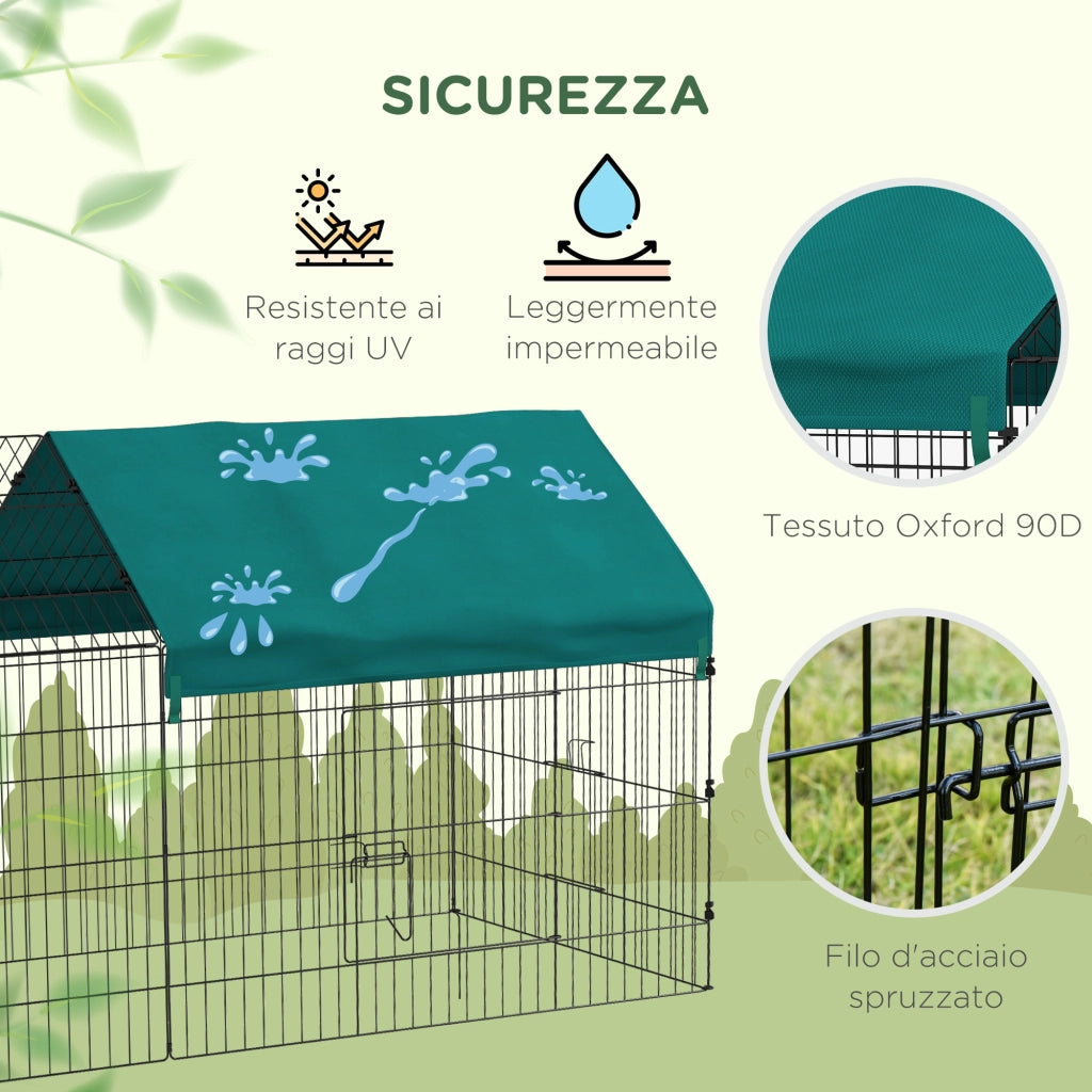 Casetta per Conigli da Giardino e Interno ¨C Minimal ¨C Verde 220x85x103 cm
