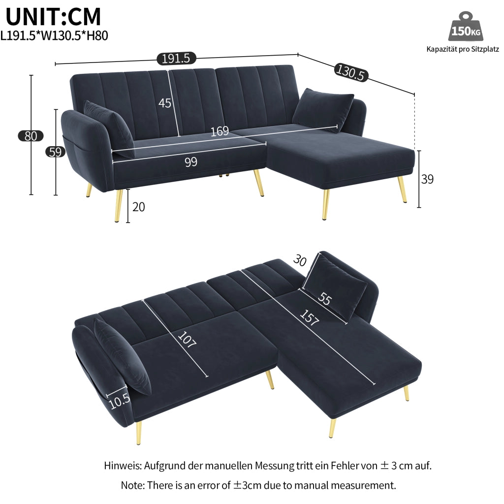 Divano letto angolare moderno - Zephmum - L-forma, funzione relax