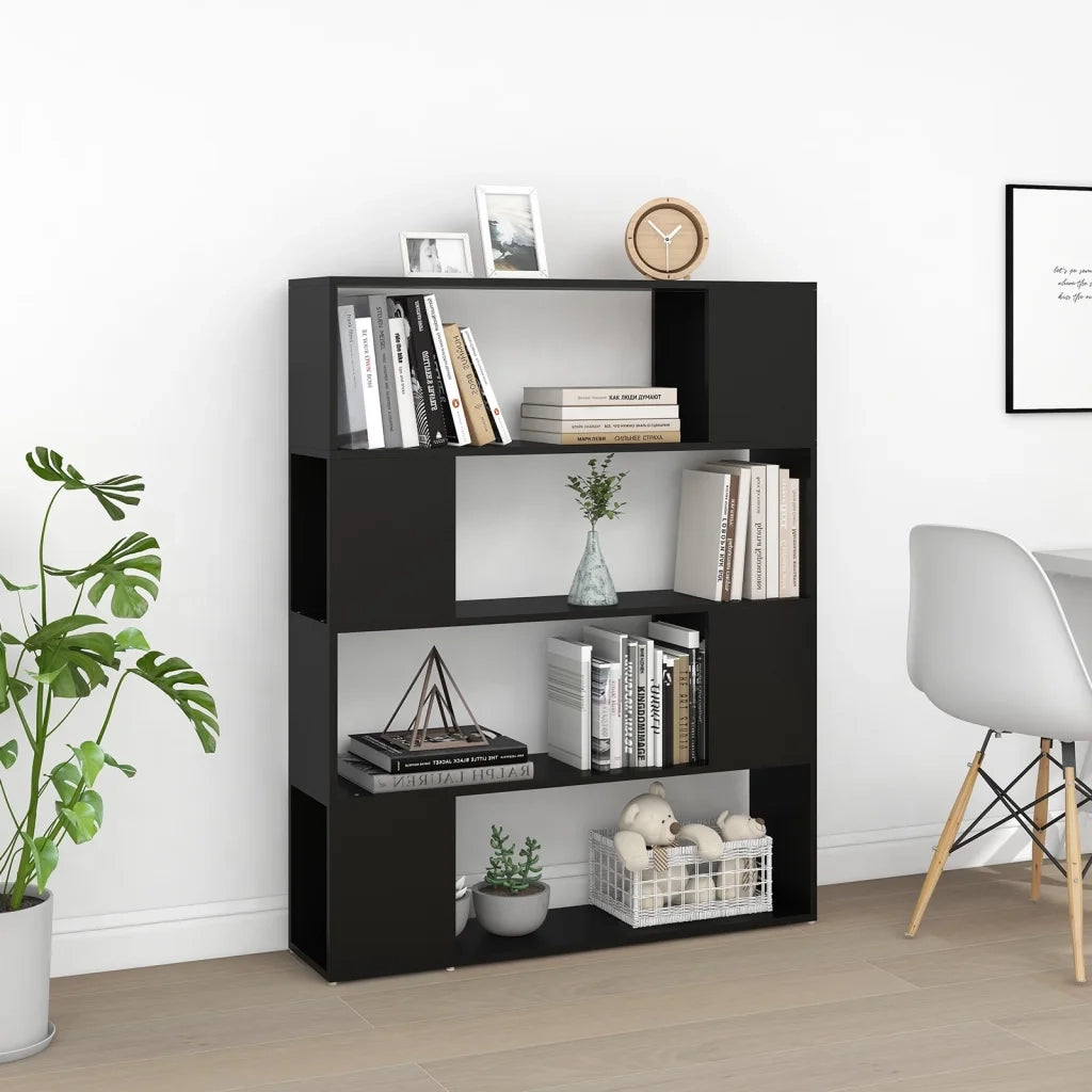 Libreria Divisorio-Scaffale per Libri-Mobile di Stoccaggio Nero 100x24x124 cm