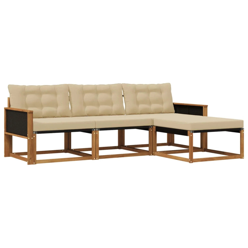 Set di divani da esterno 4 pz Naturale e Beige 3381337