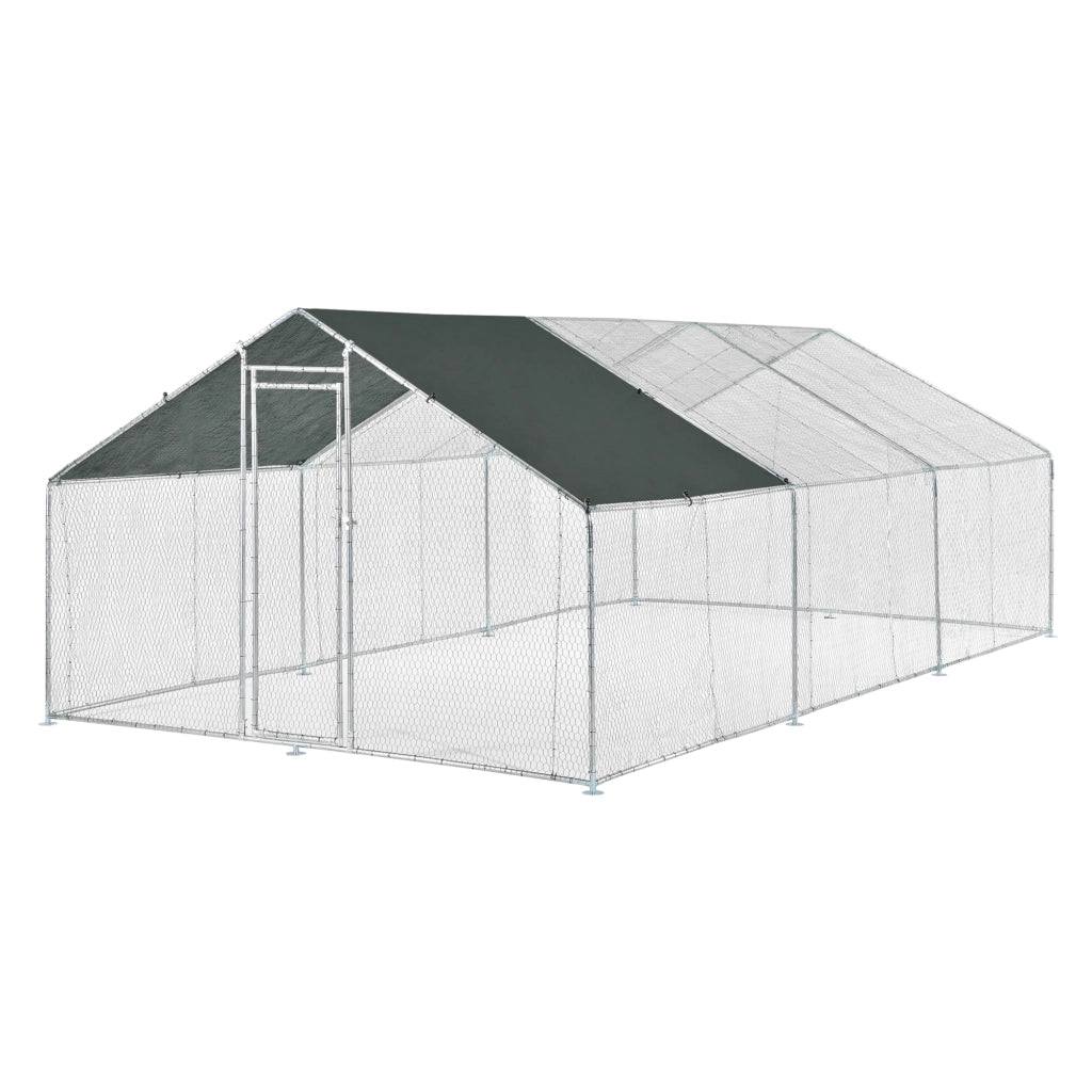 Gabbia per Pollame Wels con Tettuccio Parasole e Recinzione Rete Metallica 3x6x2 m pro.tec