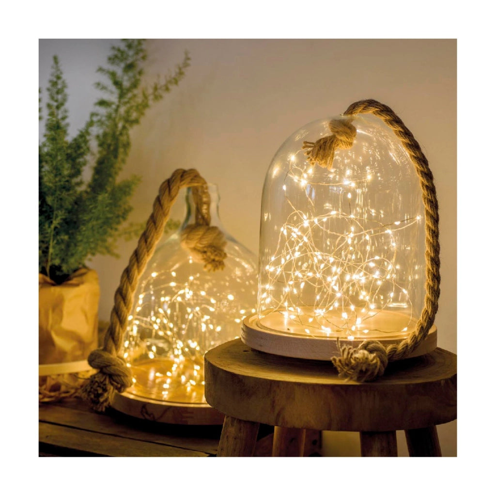Micro Led luce fissa argento/bianco caldo 195cm 40L a batteria