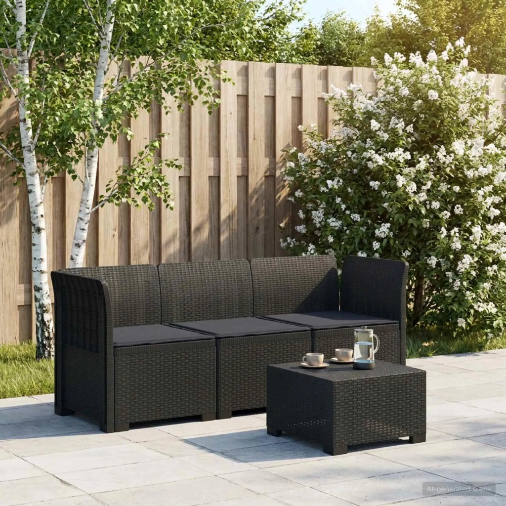 Divano da esterno-Divano da Giardino 3 posti con cuscini in look rattan PP 955894