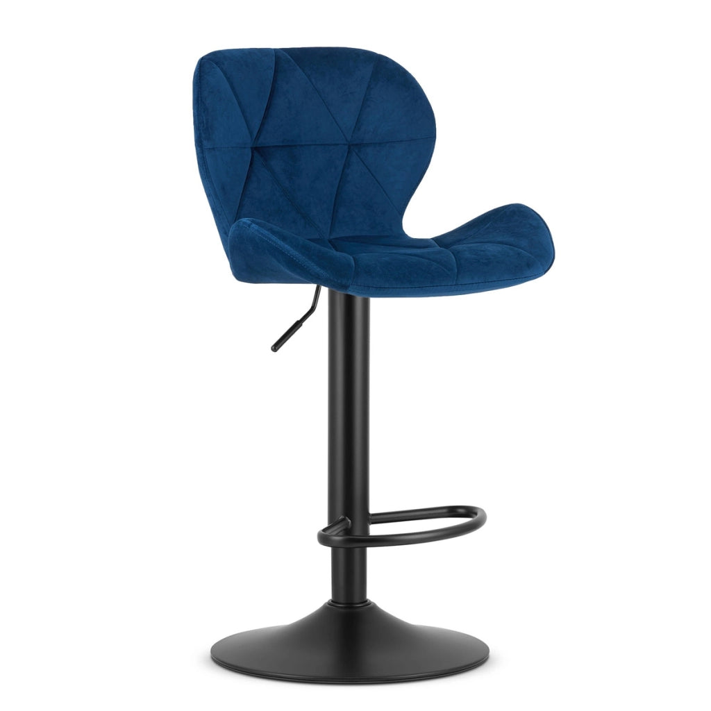 Set di 2 sgabelli alti West in velluto blu notte