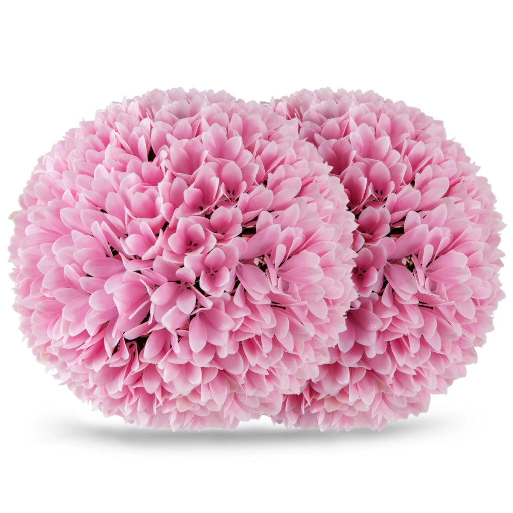 Set di 2 sfere topiarie in piante artificiali, Sfere decorative in finto da 28 cm per interno e esterno Rosa-Piante artificiali