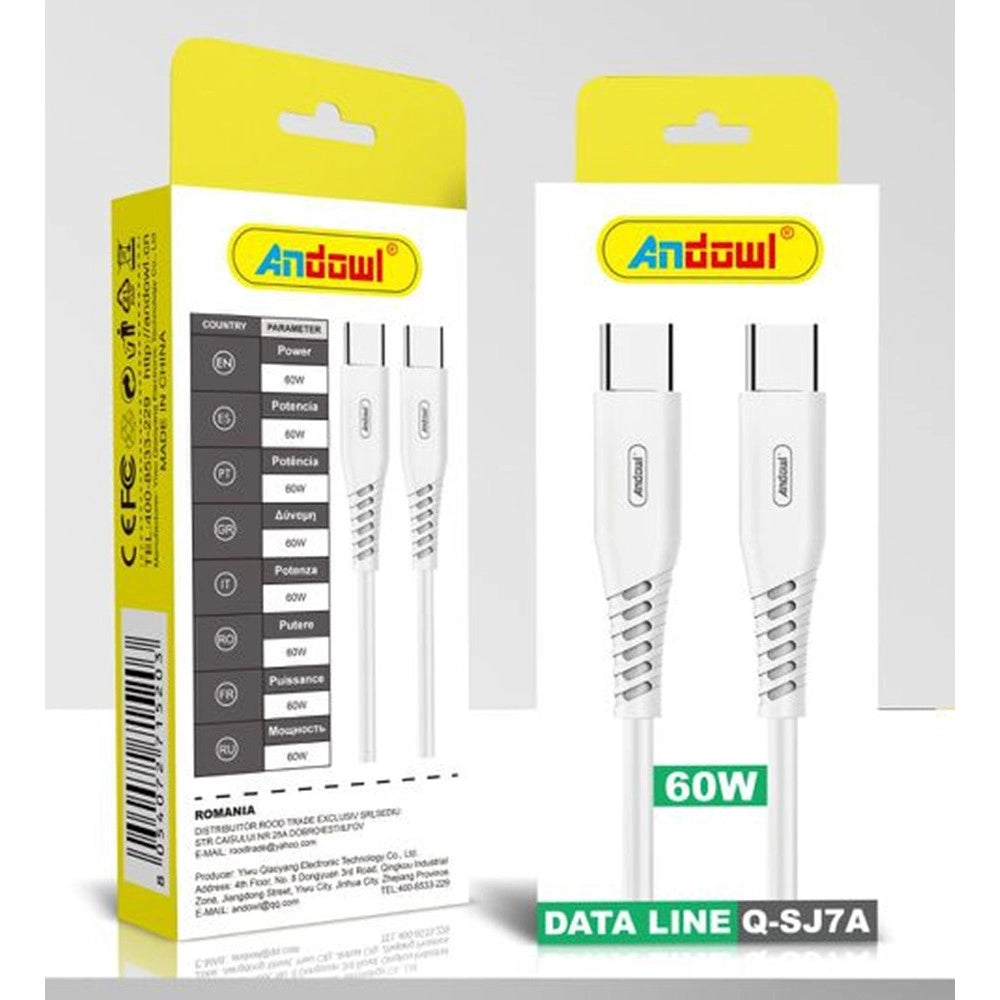 Trade Shop - Cavo Ricarica Trasferimento Dati Usb 2.0 Q-sj7a Da Type-c A Type-c 60 W Da 1 Metro -
