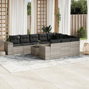 Set Divani da Giardino 11 pz con Cuscini in Polyrattan Grigio