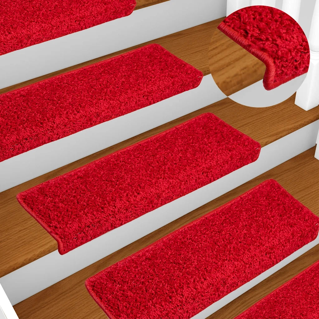Tappetini per scale 20 pz 65x21x4 cm Rosso Bordo rettangolare 3365857