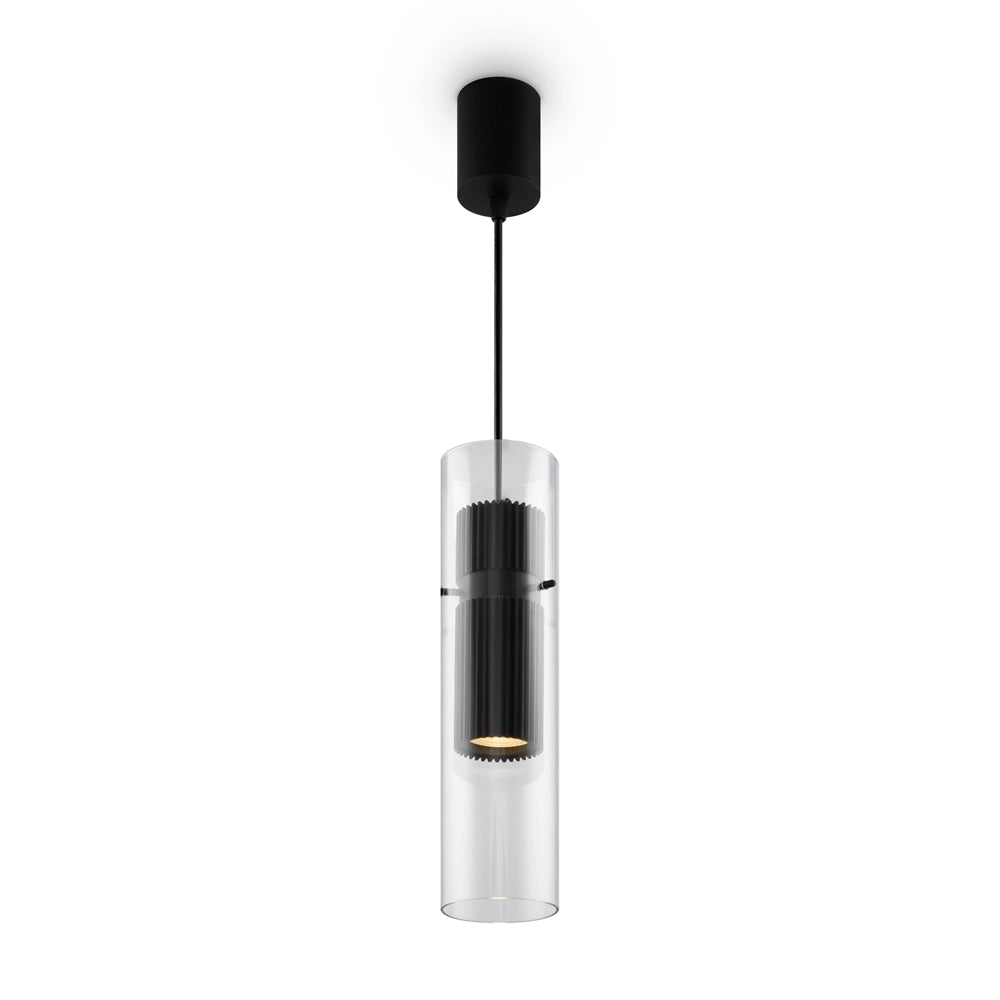 Lampada a sospensione tubo vetro Maytoni Dynamics nera 32cm