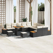 Set Divano da Giardino con cuscino 13 pcs Nero e Crema 3363360