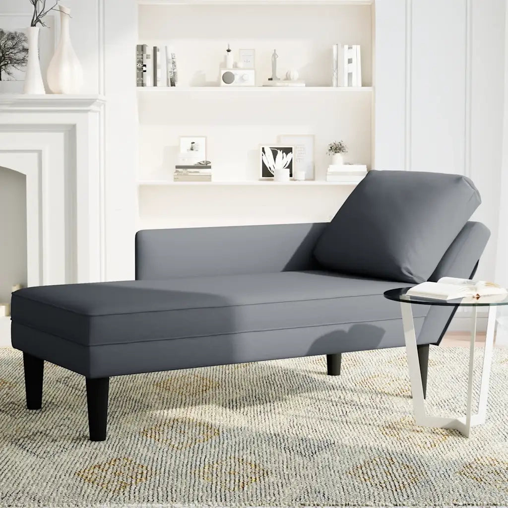Sdraio con Cuscino e Bracciolo Destro in Velluto Grigio Scuro 4009808