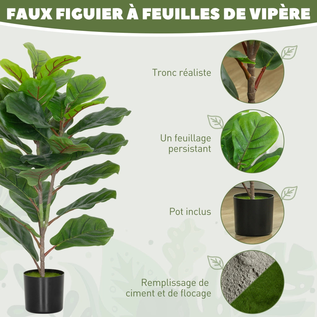 Piante Artificiali Ficus 80 cm con Vaso ¨C Minimal ¨C Verde Plastica