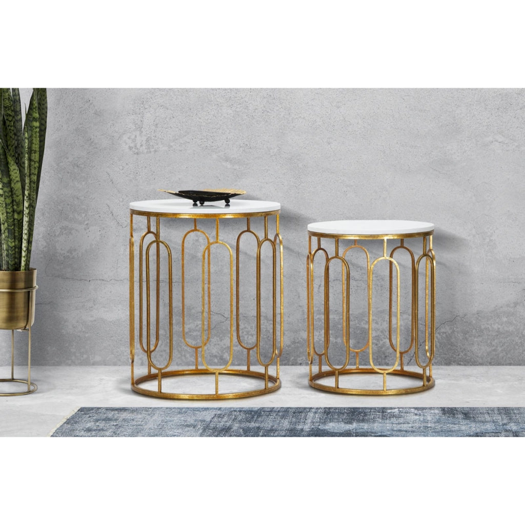 Set di Tavolini VKH535, Oro, Metallo, 46x46x55 cm