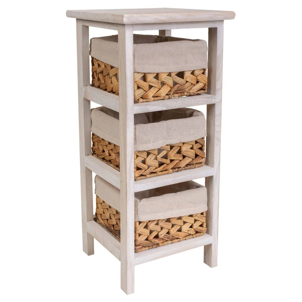 Comodino in legno bianco 25x25x57