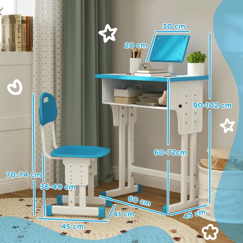 Scrivania per Bambini con Sedia ¨C Minimal ¨C 60x45x90-102 cm Blu