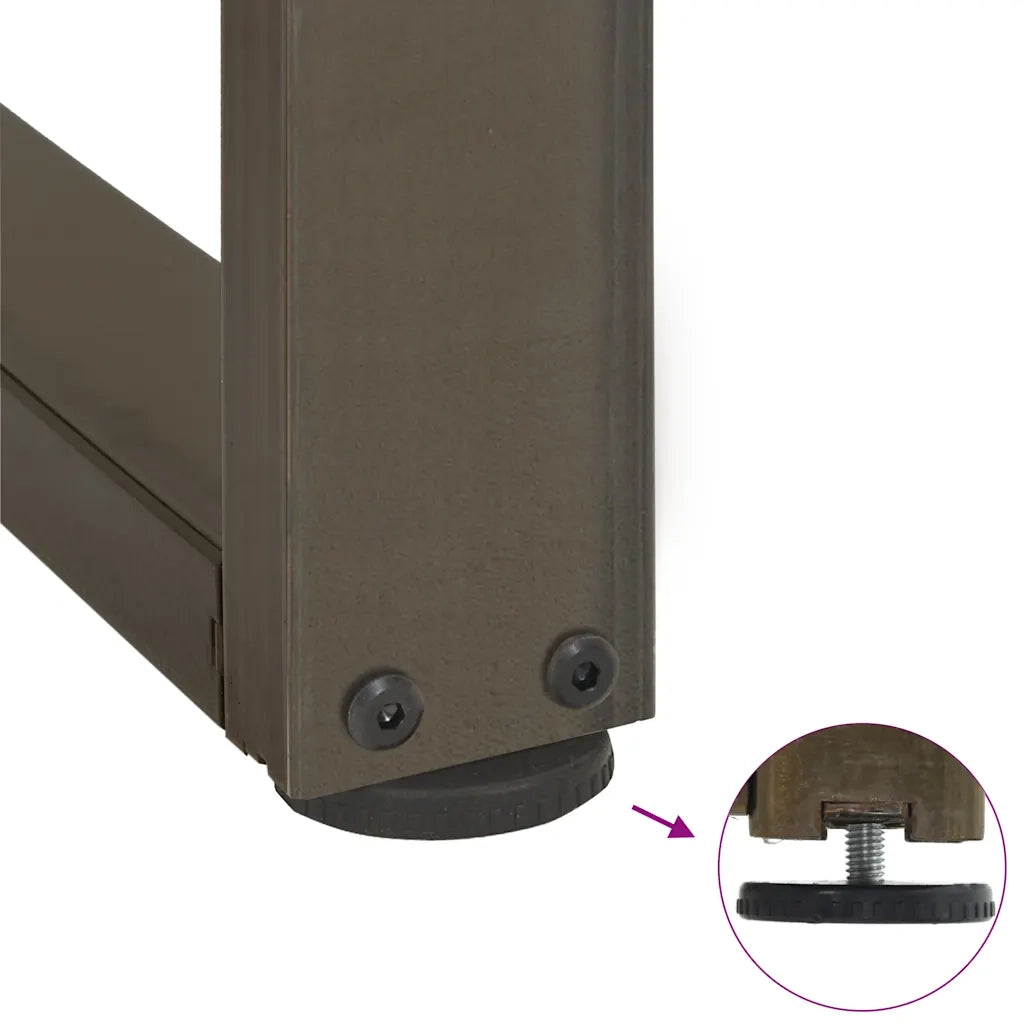 Gambe per tavolo da bar a forma di T 2 pz | Piede del tavolo nere 60x35x(100-101) cm in acciaio
