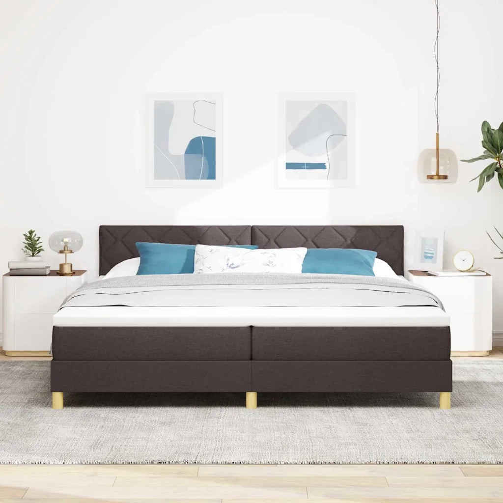 Letto a molle con cuscino Marrone Scuro 200 x 200 cm Tessuto 3339024