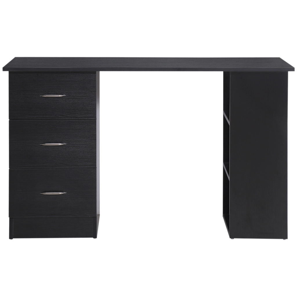 Scrivania per Computer con Cassetti e Ripiani ¨C Xylo ¨C Legno MDF Nero 120x49x72 cm