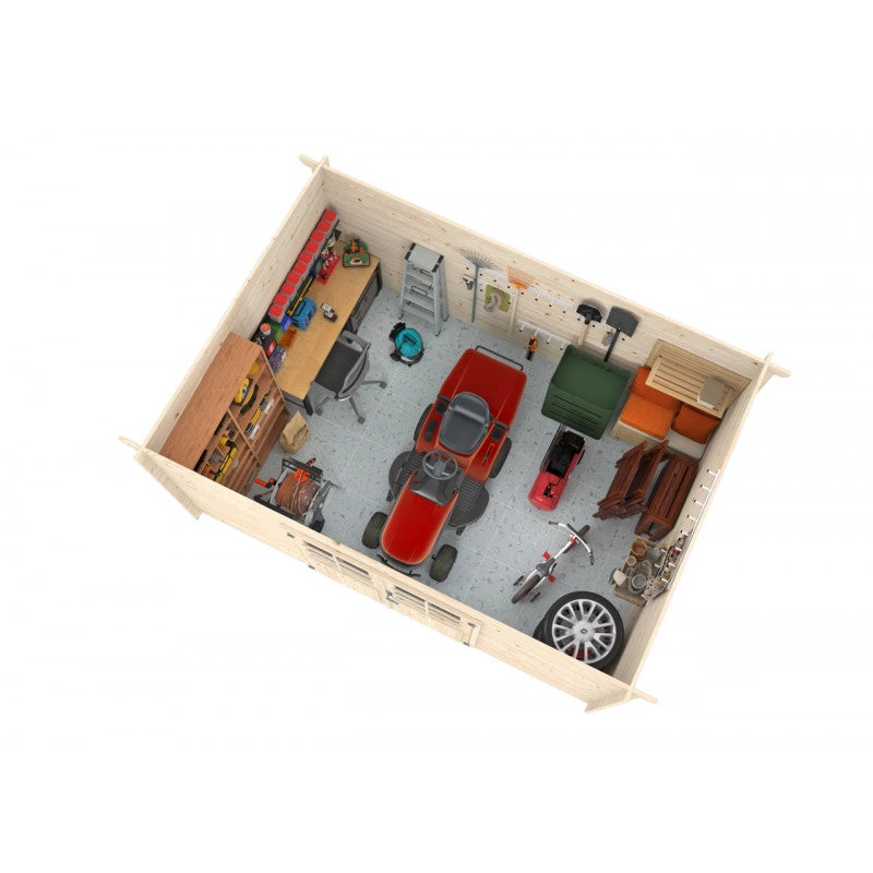 Casetta da giardino in legno 406x292 cm pareti 28 mm con porta doppia e tetto impermeabilizzato 10,4 m²  Esterni da Vivere Nora B