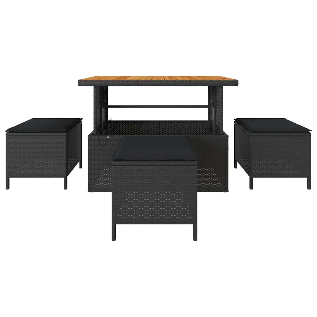 Set da Pranzo per Giardino Nero polyrattan 42007921