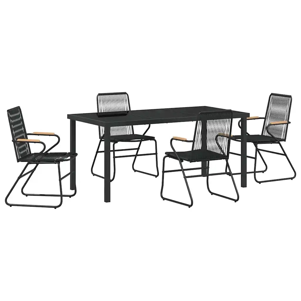 Set da Pranzo per Giardino 5 pcs Nero
