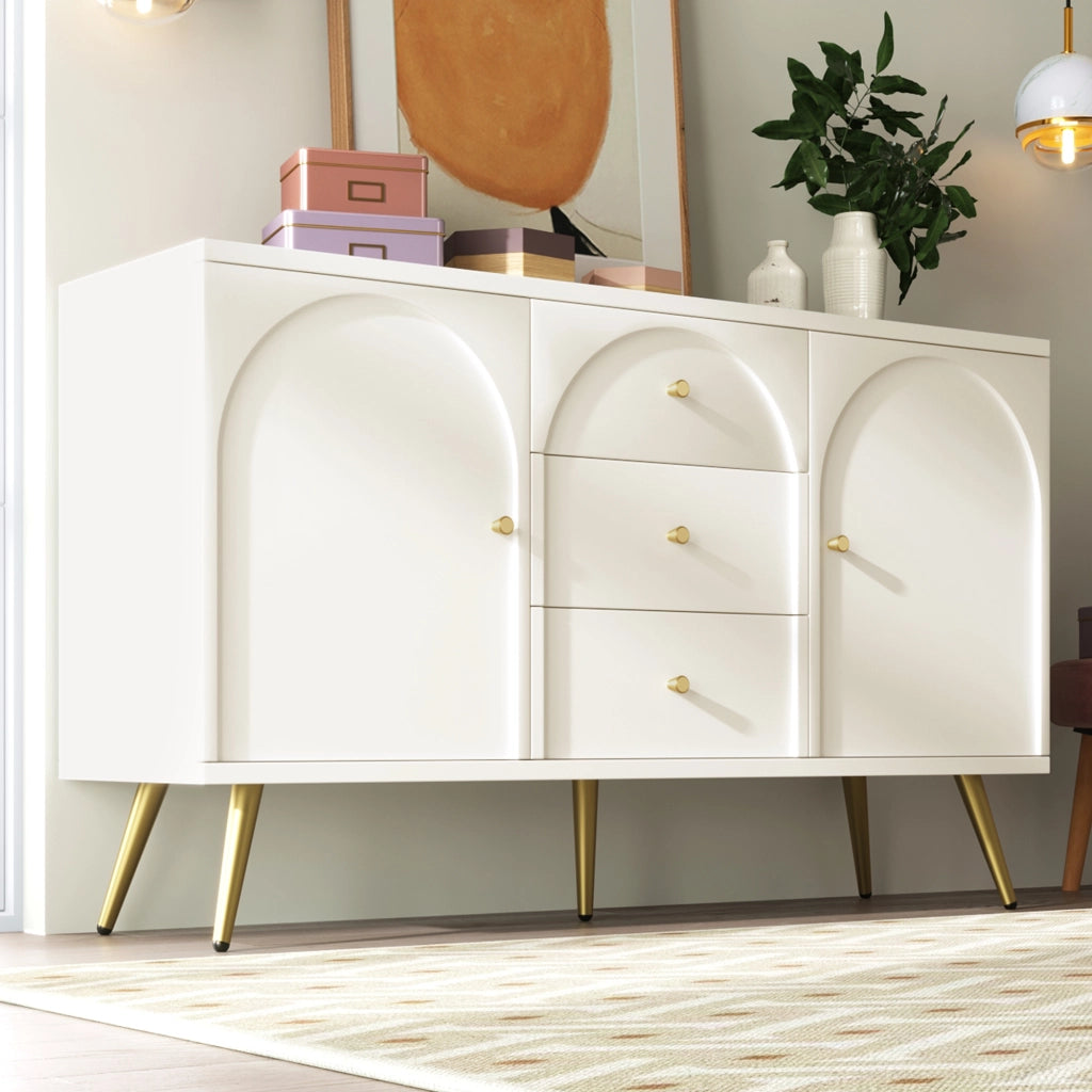 COMÒ 2 porte e 3 cassetti 140x40x84 cm Crema Bianco