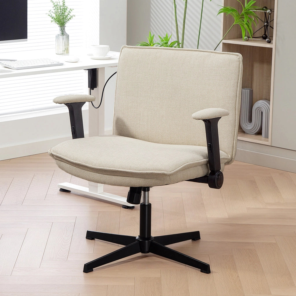 Sedia da Ufficio con Braccioli Abatibili e Schienale Regolabile ¨C Minimal ¨C Crema