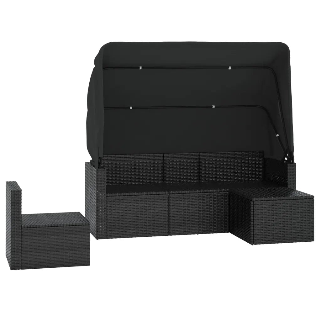 Set Divani da Giardino 4 pz con Cuscini Nero in Polyrattan 3186648