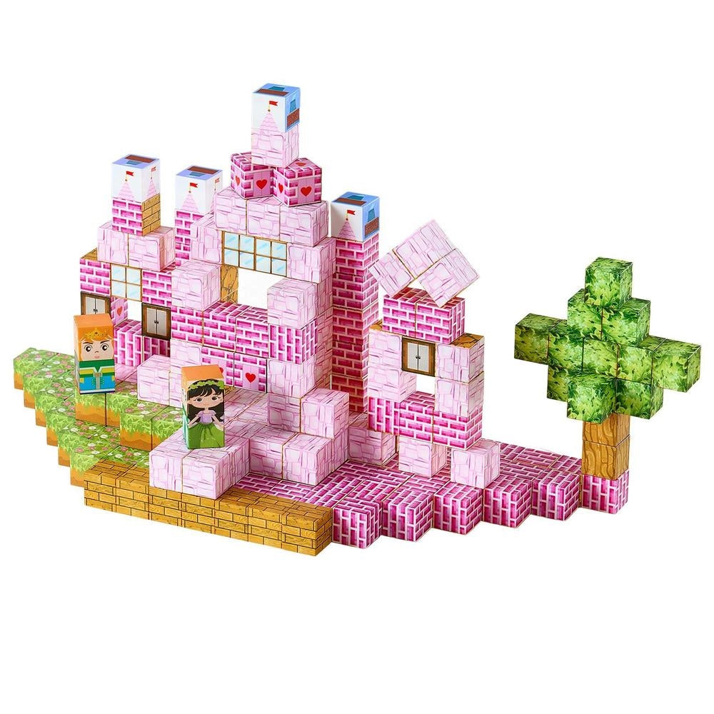Blocchi Magnetici 100 Pezzi Castello Principessa Cubi Costruzione Bambini Sensoriali STEM Montessori Impilabile