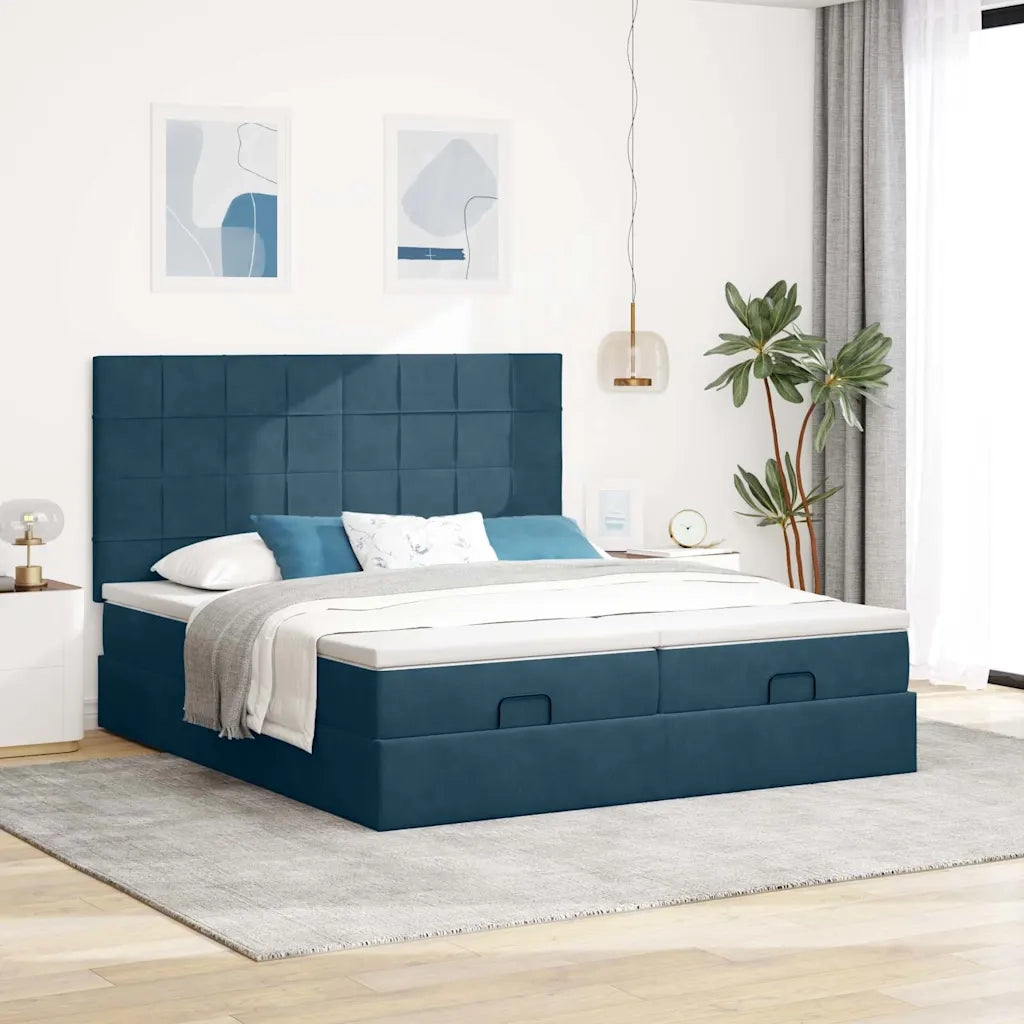 Struttura Letto Pouf con Materassi 160x200 cm Velluto 3314619