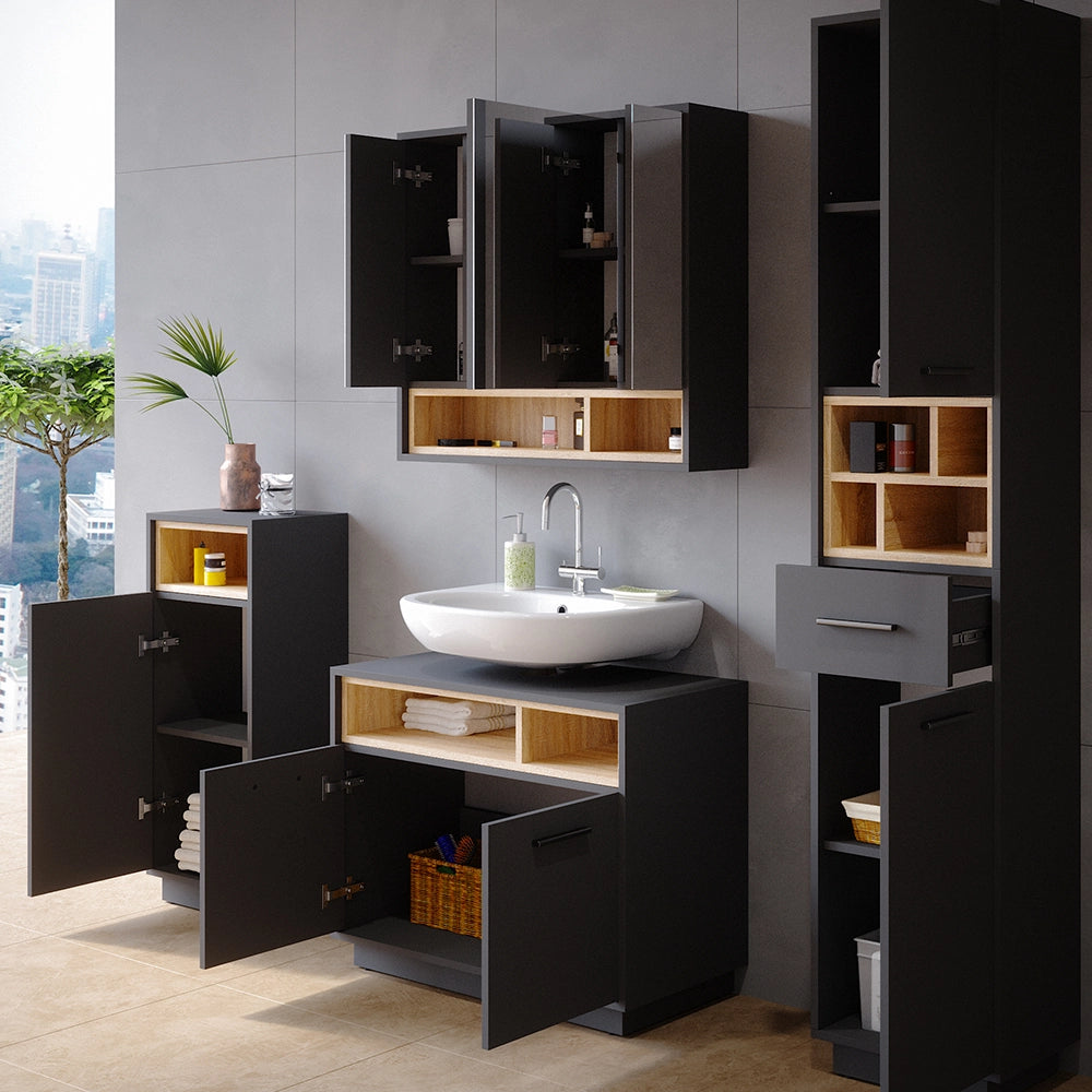 Vicco Set mobili bagno Antracite 4 parti