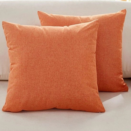 Set di cuscini per divani - Pacchetto da 2 - Cuscini di lino fine - Cuscini decorativi confortevoli - Copri cuscini moderni decorativi - Per divano Sala soggiorno Terrazza - 45x45cm - Arancione