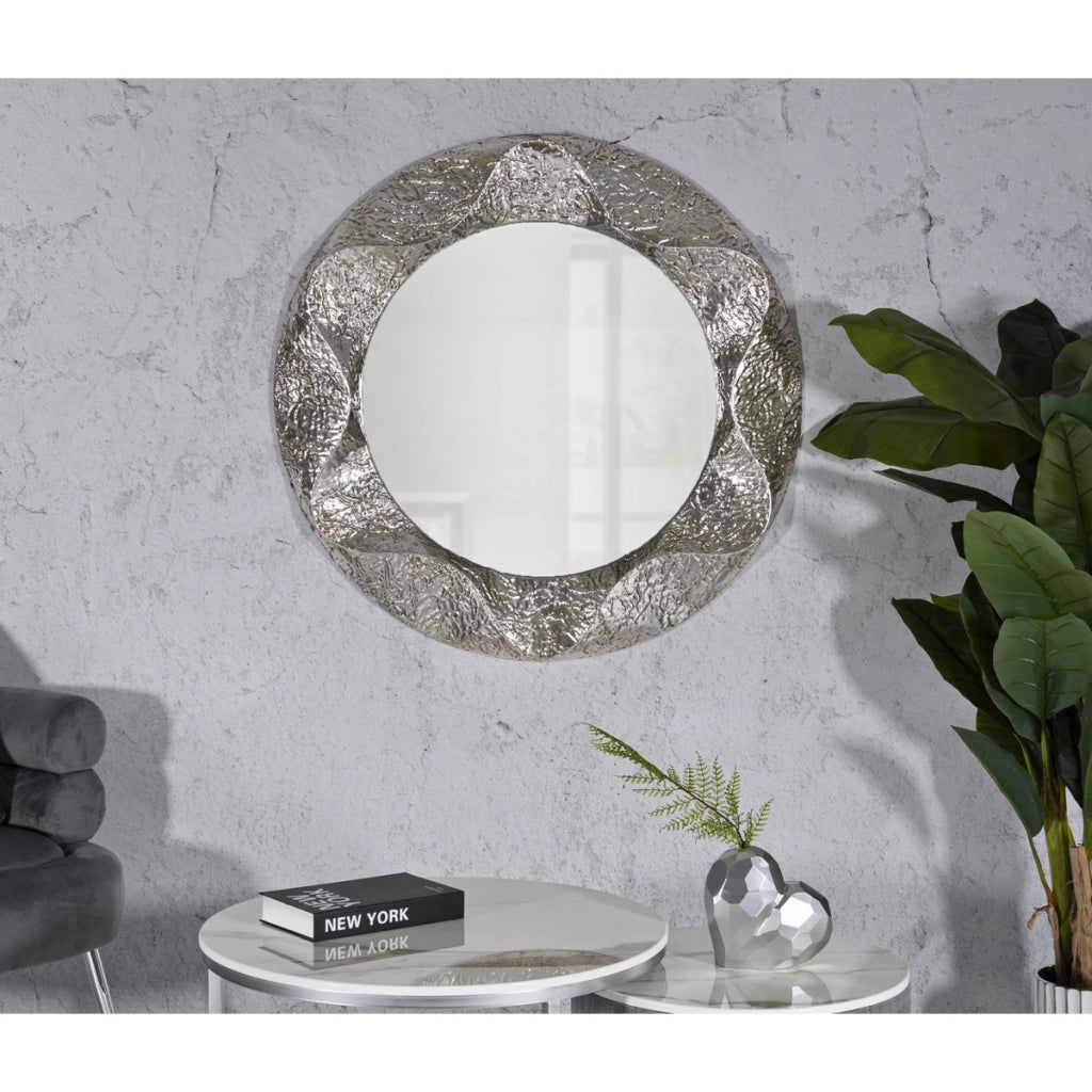 Specchio con Cornice VKH779, Argento, Metallo, 104x7x104 cm