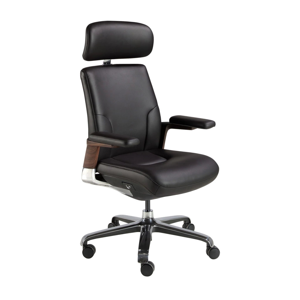 Sedia girevole da ufficio in similpelle nera