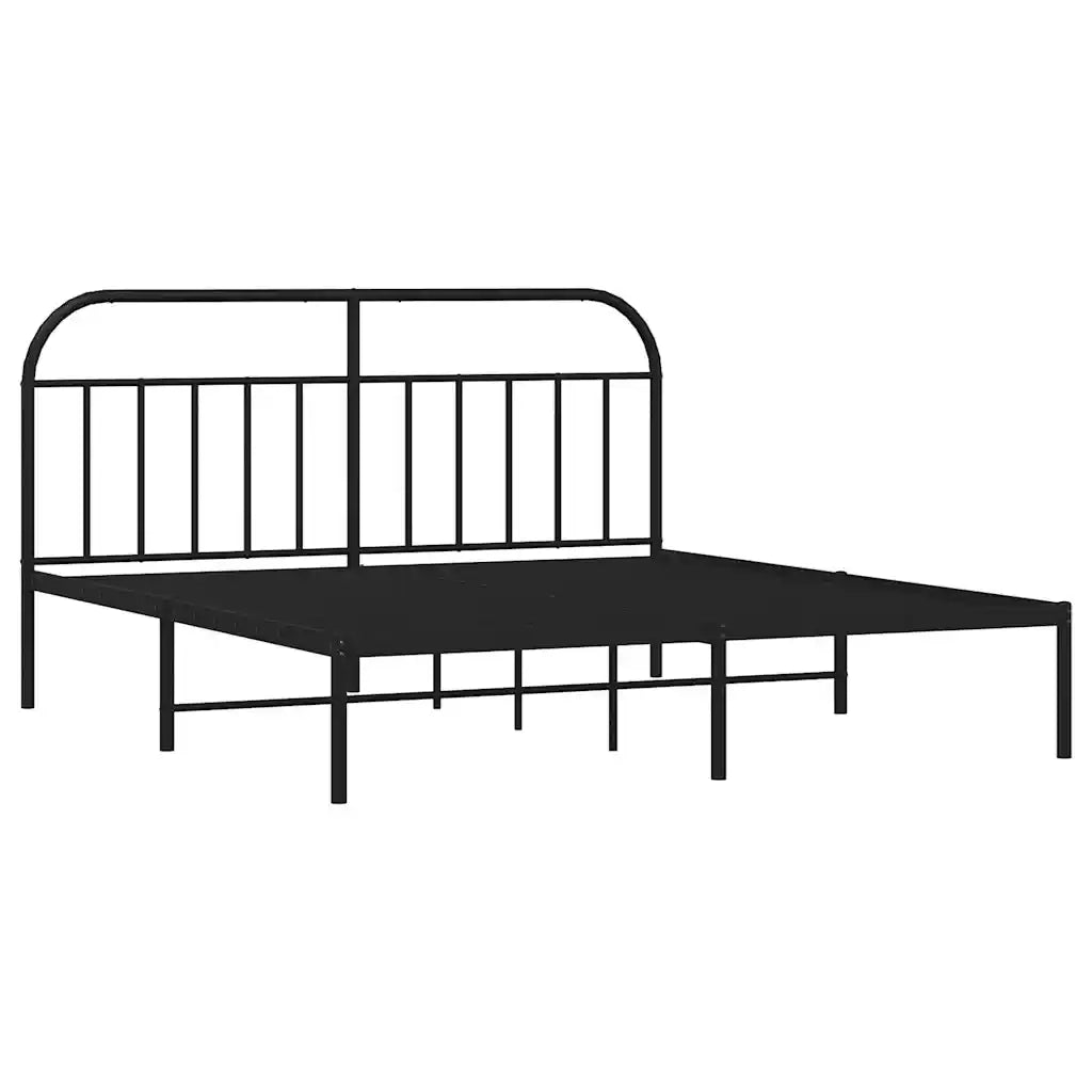 Letto matrimoniale | Letto per adulti | Giroletto con Testiera in Metallo Nero 183x213 cm