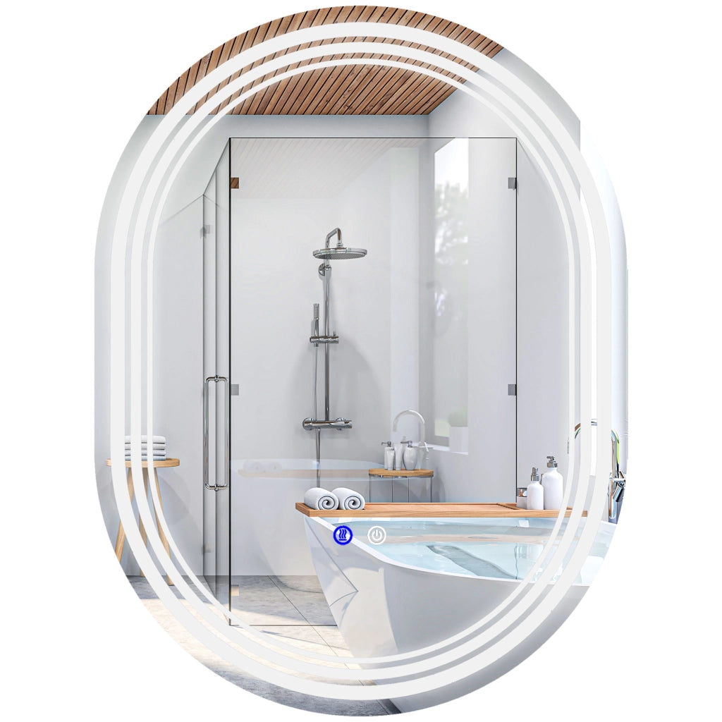 Specchio da Bagno con Luce LED ¨C Minimal ¨C Bianco 70x50 cm