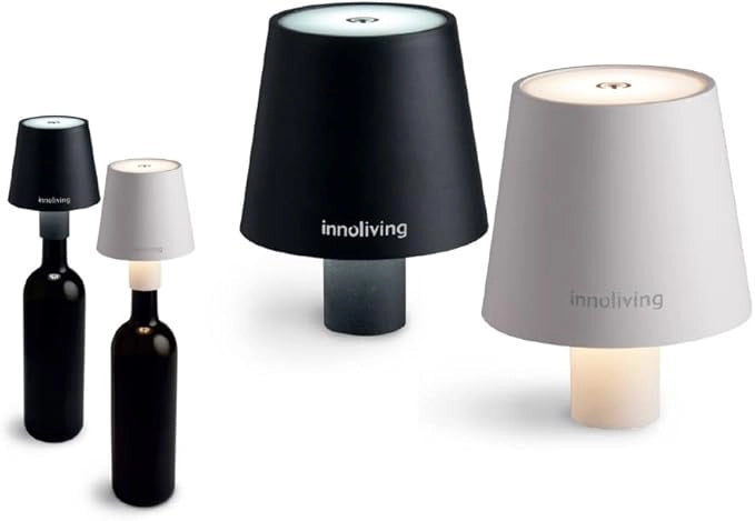 Innoliving lampada LED per bottiglia INN-290B ricaricabile in 4 ore, da tavolo, senza fili touch e dimmerabile, per interni ed esterni, luca naturale 4000K, luca fredda 6000K e calda 3000K