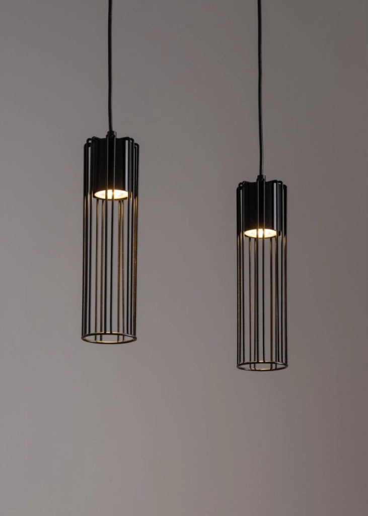 Lampada a sospensione industriale nera doppia GU10 Sigma