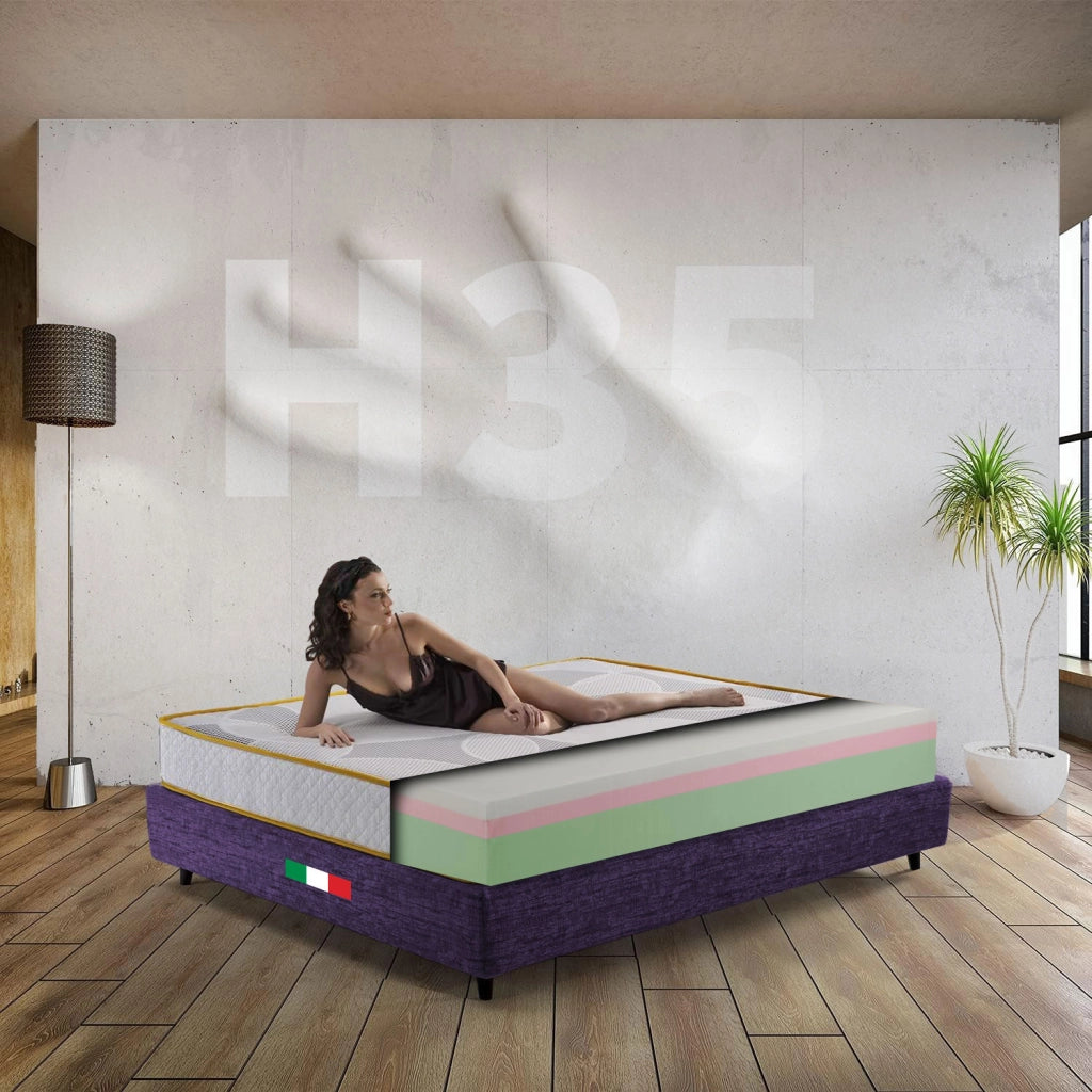Materasso memory matrimoniale 180X190 Cm, Materasso Americano multistrato a zone H35 cm, Materasso ortopedico per pesi EXTRA | Materasso anallergico prodotto in Italia - MOD. EQUILIBRIUM H35