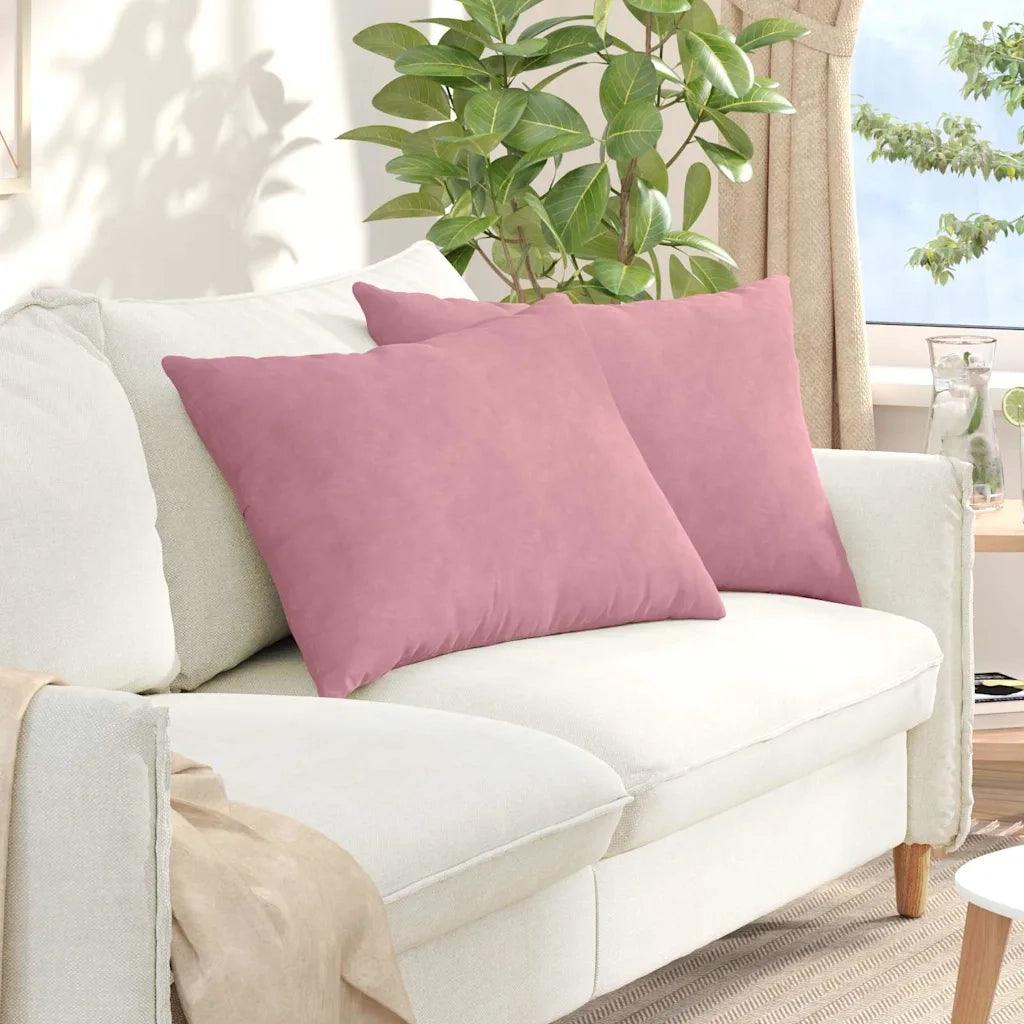 Cuscini da Divano 2 pz | Cuscini per sedie Rosa 70 x 50 cm Tessuto in Cords