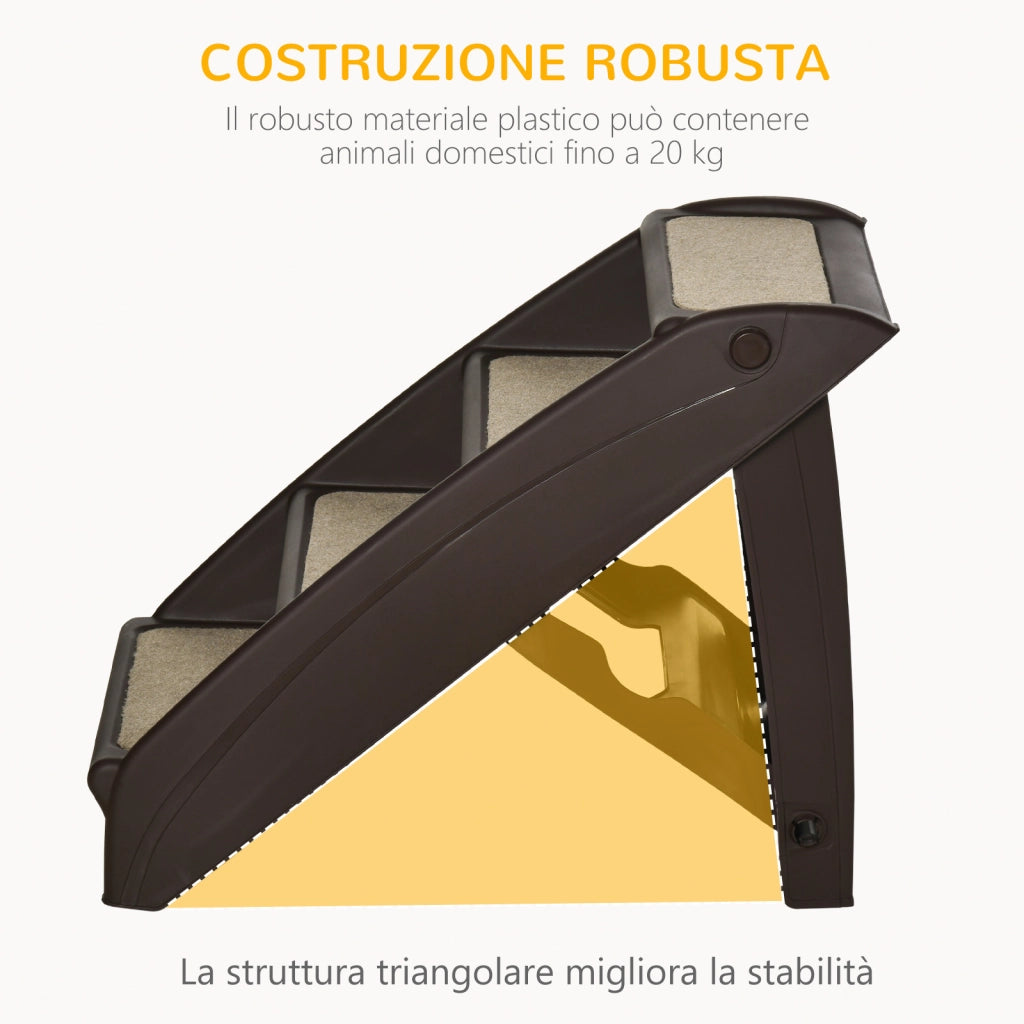 Scaletta Pieghevole per Cani ¨C Xylo ¨C 4 Gradini Antiscivolo PP Marrone