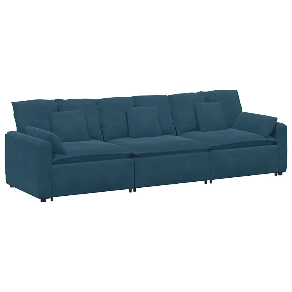 Divano Modulare con Cuscini Blu 3321098