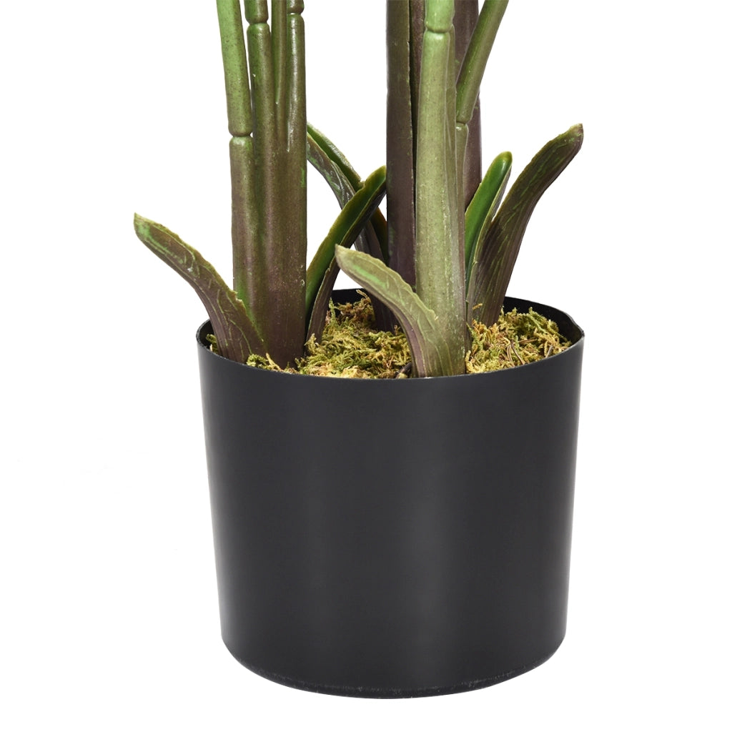 Palma tropicale artificiale con vaso nero, Finto bonsai da interno con 10 foglie realistiche, 160 cm