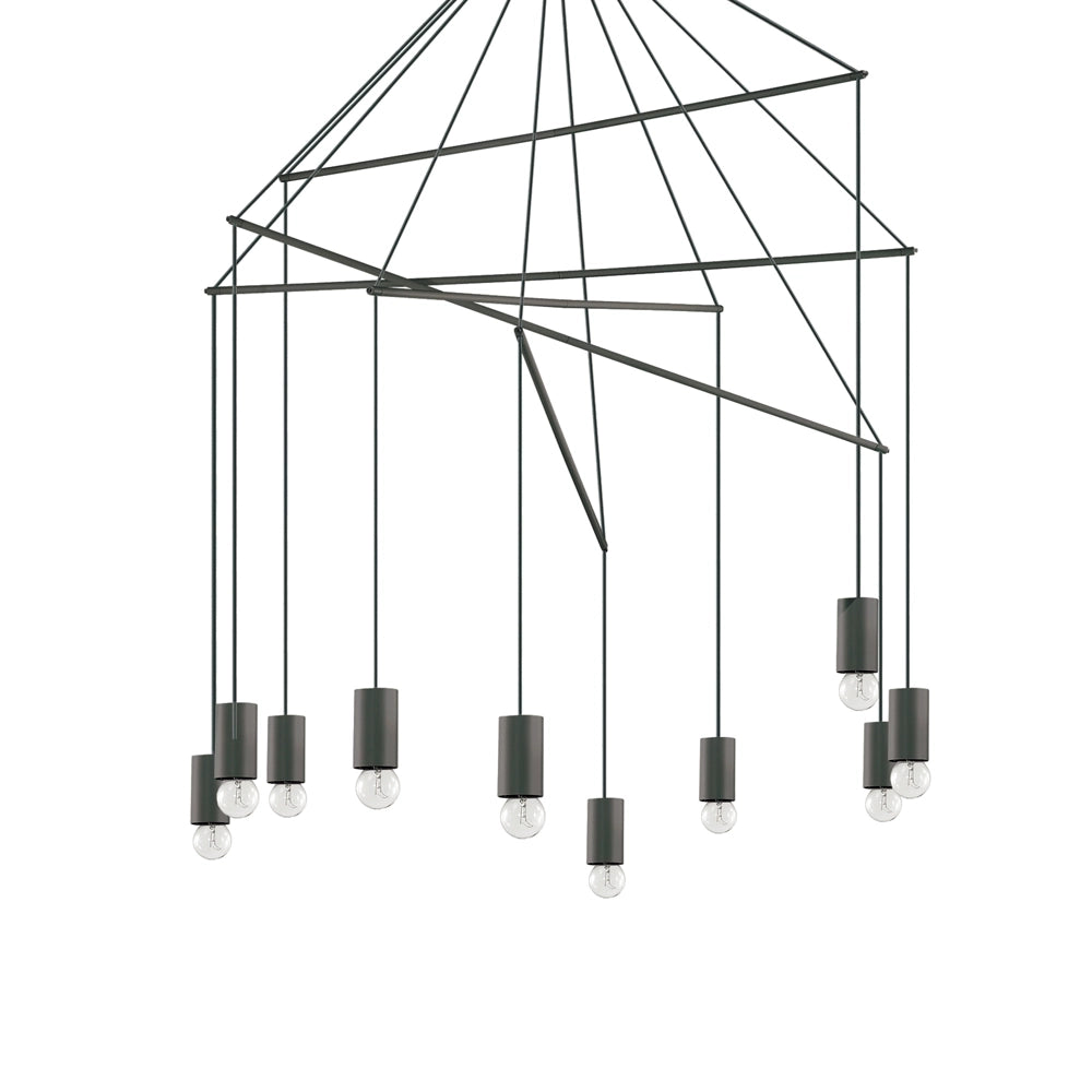Sospensione Moderna Pop Metallo Nero 10 Luci E27